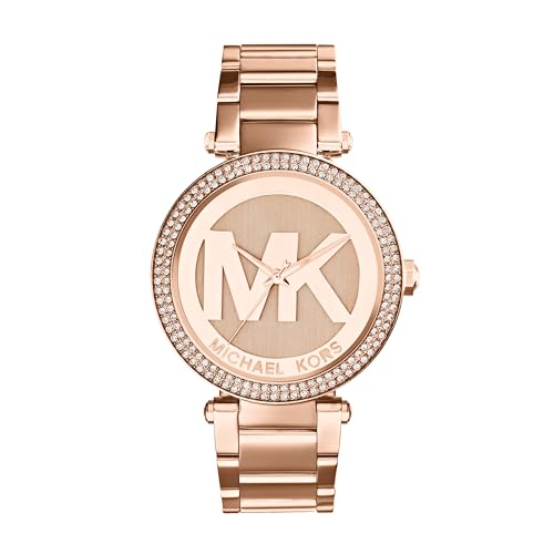 Michael Kors Damenuhr Parker, Dreizeigeruhrwerk, 33mm Rose Gold Edelstahlgehäuse mit...