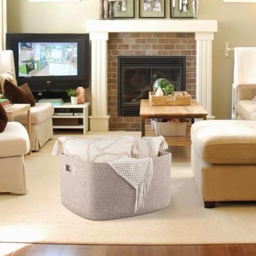 image for OIAHOMY 75L Blanket Basket, Woven Cotton Rope Basket for Organizing 22