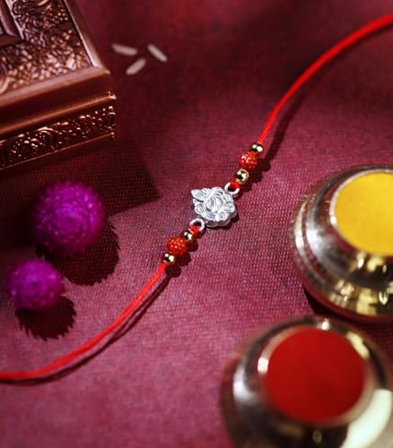 Image of Gargi by P.N. Gadgil and Sons 925 Silver Ganesha Rakhi | Gifts for Men and Boys | Rakshabandhan Rakhi for Brother | Rakhi for Boys & Men With Certificate of Authenticity