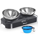 [Cuenco Doble] Recipientes para alimentos redondos dobles, adecuados para múltiples necesidades de alimentación. Es posible servir comida húmeda y seca al mismo tiempo o hacer que dos amigos peludos coman juntos.Este comedero gato tiene un tamaño suficientemente grande, para diferentes tamaños de estómagos hambrientos.