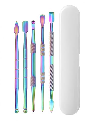 PAVNSO 5Pcs Durable Wax Carving Tools, Stainless Steel Sculpting Tool Portable Metal Case, Double-Headed Modeling Tools for Wood, Clay, Pottery