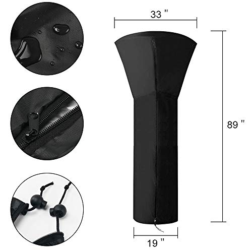 image for UNAOIWN Patio Heater Cover Waterproof with Zipper and Shortage Bag, 21