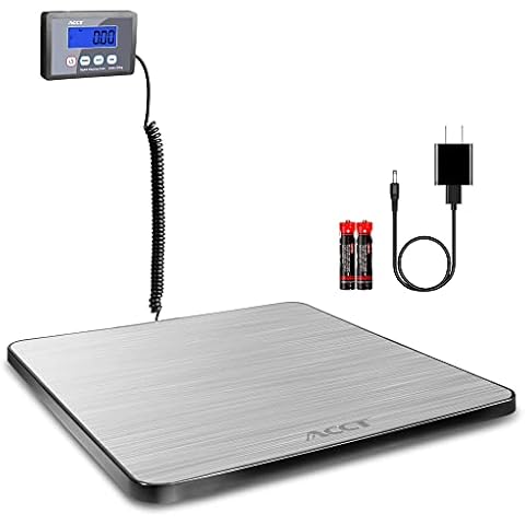 ACCT Postage Scale 400lb, mail scale, Digital Postal Scale with hold /auto-off/tare function, shipping scale for packages/small business/luggage/office, heavy duty scale with batteries & power adapter Cover