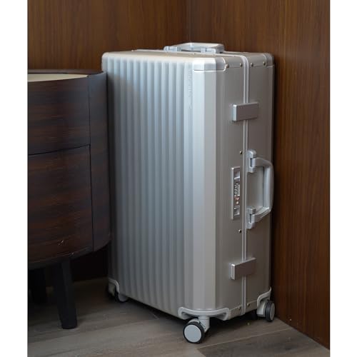 Carry-on Luggage: Silver 20 inch Aluminum-Made Hardshell Suitcase with Spinner Wheels - Zipperless - USB-C Port - TSA Locks - Weekend Getaways International travel Business3