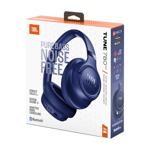 Image of JBL Tune 780 NC Wireless Supra-Ear Headphones, Up to 76 Hours Battery Life, Adaptive Noise Reduction, Smart Ambient, Google Fast Pair, Microsoft Swift Pair, Blue