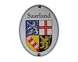 Saarland Emaille Schild Saarland 11,5 x 15 cm Emailschild Oval.