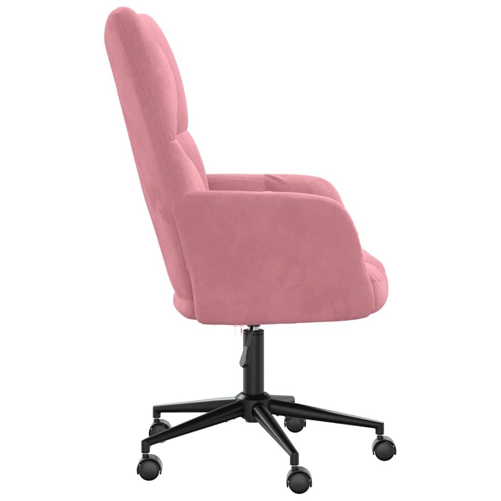 Sillón de relax de terciopelo rosa, altura ajustable con ruedas, moderno, sillón giratorio, 61,5 x 69 x 94,5 – 102 cm, cómodo sillón de lectura para salón, dormitorio, oficina, balcón