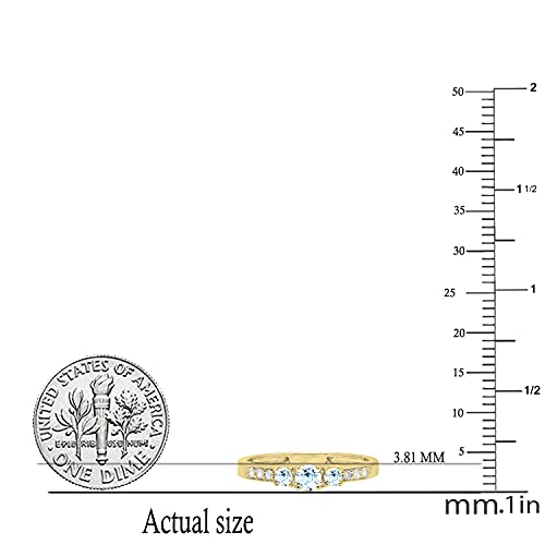Dazzlingrock Collection Round Gemstone and White Diamond Womens Three Stone Engagement Ring, Available in 10K Solid Yellow Gold3