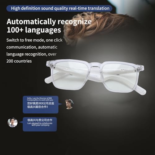 Goshyda AI Translator Smart Glasses, Bluetooth Audio Sunglasses, White - Image 3