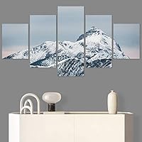 SIGNWIN 5 Panel Canvas Wall Art Snow Mountain for Home Decorations Ready to Hang - 60