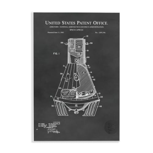 Stupell Industries Space Capsule Aircraft Detailed Blueprint Diagram Design, Design by Karl Hronek