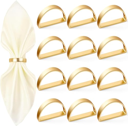 Image of APTWOW 20PCS Gold Napkin Rings, Semicircle Metal Gold Napkin Holder Buckles, Fall Thanksgiving Christmas Napkin Rings for Dinner Table Decor, Wedding, Banquet, Valentines Day