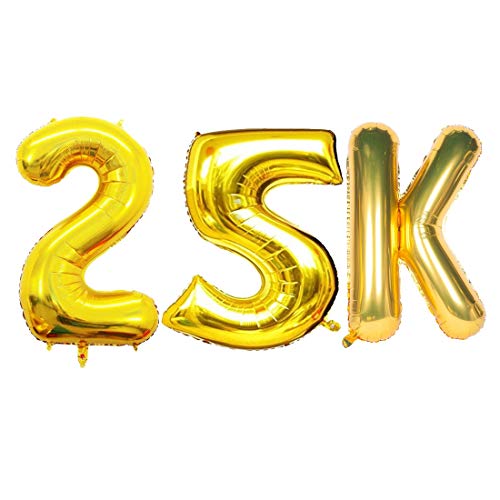 Image of Atpata Funky 25K Number Golden Foil Balloon 16 Inch Size Ideal for 25K Birthday Parties, Wedding Anniversaries and Special Events Decorations Items | Gold Foil Balloon for Birthday Decoration Kit