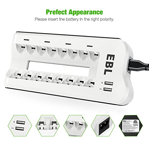 Ebl Aa 2300Mah (8 Pack) And Aaa 1100Mah (8 Pack) Ni-Mh Rechargeable Batteries And 808U Aa Aaa Rechargeable Battery Charger With 2 Usb Charging Ports #TOP5