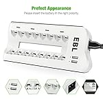 EBL Smart 8 Bay AA AAA Battery Charger for NiMH NiCD Rechargeable Batteries Build-in 2 USB Fast Charging Ports
