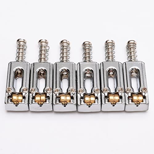 Unxuey Saddle For Electric Guitar, 6 Roller Ball Bridge Saddles For Fender Strat Tele Electric Guitar (6 Pack, Silver) #TOP2