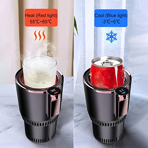 Home & Car Cup Cooler Warmer Quick Electric Cooling Cup -3℃~65℃ Heat and Cold Insulation Drink Cooler Cup Coffee Warmer for Office/Road Trip (Color : Blue, Size : 105x95x165mm)