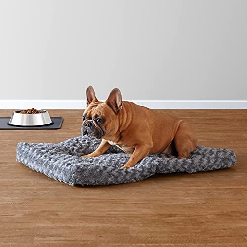 Amazon Basics Maschinenwaschbar Hundebett und Haustierbett für Kleine Hunde und Katzen - Waschbar und Strapazierfähig, 74 x 53 x 8 cm, Graue Wirbel