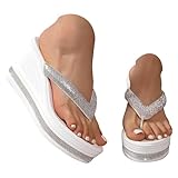 Hbeylia Womens Rhinestone Platform Wedge Flip Flops...