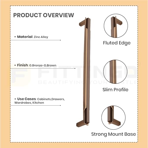 Image of 4 Inch Premium Cabinet Handles Zinc Alloy Material, 1341 G Bronze with G Brown Finish, Durable Drawer Pulls for Kitchen Cabinets, Cupboards, Wardrobes & Furniture Hardware - Pack of 10