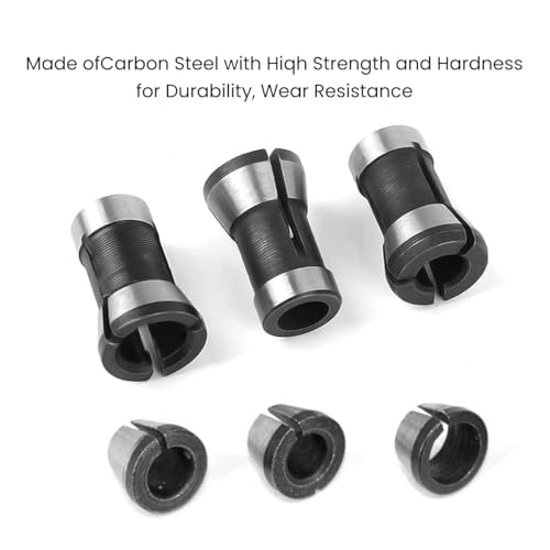 Image of Serplex Router Machine Collet Set, 3 Sizes 6mm /1 /4 /8mm Woodworking