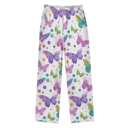 Pajama Pants Lounge Sleep PJ Bottoms Sleepwear Elastic Waist Drawstring S Dreamy Butterfly Polka Dot2