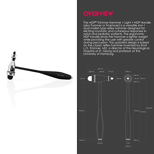 MDF Instruments Trömner Reflexhammer mit integriertem Pinsel – leichter HDP-Griff – Schwarz (MDF555P-11)