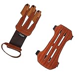 Huntingdoor Ventilated Arm Guard 2 Straps with Soft 3 Finger Archery Glove Bow Range Archery Shooting for Left Hand Right Hand Shooters