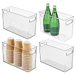 iDesign Tall Plastic Storage Bin with Handles, Set of 4, Clear
