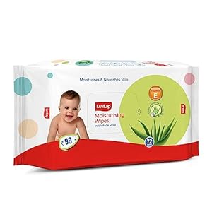 LuvLap Moisturising Wet Wipes without Lid For Baby Skin, Enriched with Aloe Vera, Vitamin E & Chamomile Extract, pH Balanced, Dermatologically Safe, Paraben & Sulphate Free, 72 Wipes