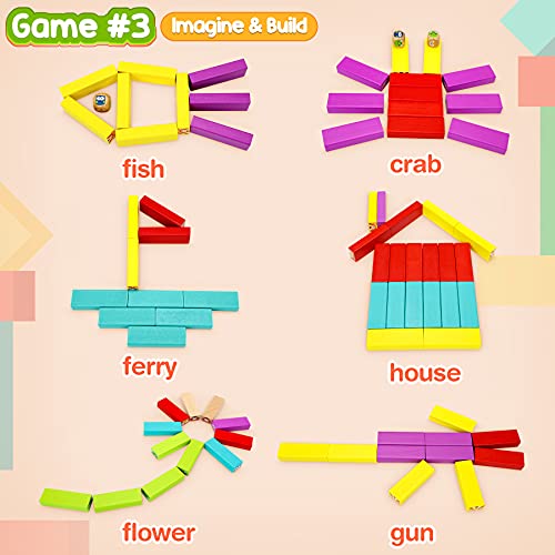 COOJOMMY-Torre-Magica-Colorata-in-Legno-con-AnimaliGioco-Impilabile-in-Legno-TorreGioco-Didattico-4-in-1-per-Giocattoli-Tumble-Tower-Bambini-da-3-a-9-anniClassico-Gioco-per-Famiglie-81-Pezzi