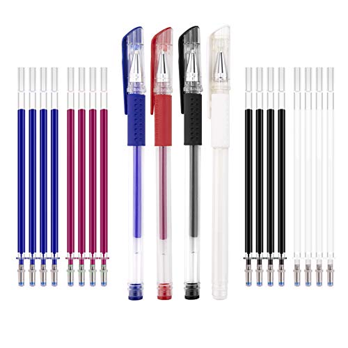 LUTER 20 Piezas, Recargas De 4 Colores Borrables Por Calor y 4 Cartuchos De Bolígrafo, Rotuladores De Tela Para Costura, Confección, Telas, Costura De Sastre(Negro, Rojo, Blanco, Azul)