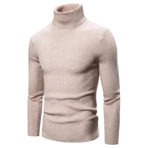 Men's Loose Solid Color Turtleneck Sweater Men's Ribbed Turtleneck Slim Fit Pullover Thermal High Neck Casual Knitted Tops2
