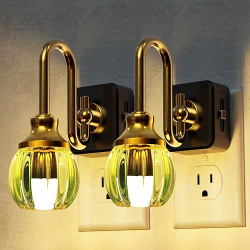 Image of L LOHAS LED Night Lights Plug into Wall, 3000K Soft White LED, Floral Night Lights with Dusk to Dawn Sensor, 0-100lm Adjustable Brightness, for Hallway Bedroom Stairway