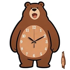 CONCHLERY Cartoon Bear Wall Clock Irregular Shape Decorative Wall Clock Quirky Style Non Ticking photo CONCHLERY Cartoon Bear Wall Clock Irregular Shape Decorative Wall Clock Quirky Style Non Ticking