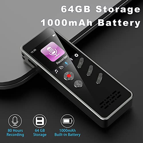 Aimoonsa 64Gb Digital Voice Recorder, Voice Recorder With Playback Bluetooth 1000Mah Battery Speaker Audio Recorder For Lectures Meetings Interviews Voice Activated Recorder Mp3 Player With Bluetooth #TOP2