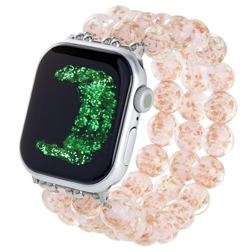 Bracelet perles de verre Apple Watch femme compatible boîtier 38mm 40mm 41mm 42mm Firefly