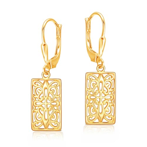 Boucles d'oreilles pendantes en filigrane en argent sterling 925 femme noeud celtique rectangle