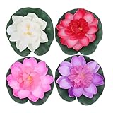 Toddmomy 4 Stück Künstlich Seerose, Schwimmende Blumen, Simulation Lotusblume aus Schaumstoff Decor, Schwimmende Lotusblumen, für Fischteich Teichbecken Wasserdekoration