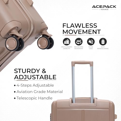 Image of ACEPACK by Verage Megatron Hard Side Polypropylene Luggage Set of 2 (Cabin 41L + Medium 74L) | Lightweight Unbreakable Suitcase Set with 360 Silent Spinner Wheels, Number Lock & Telescopic Handle