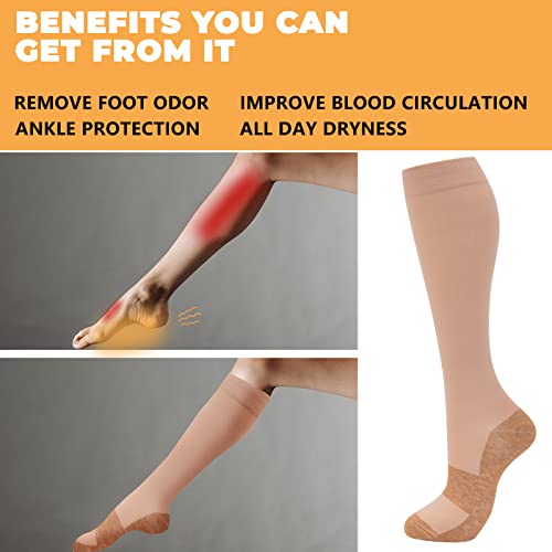 Image of fenglaoda 8 Pairs Compression Socks for Men & Women 20-30 mmHg Knee High Nurse Pregnant Running Medical and Travel Athletic