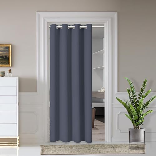 AOSKY Door Curtains for Doorway Privacy, Navy Grommet Closet Curtains for Bedroom, Door Window Curtain, Light Blocking Thermal Insulation Drapes for Living Room Set of 1 Panels, 21" W x 08" L