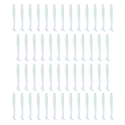 50Pcs Leurres de pêche en plastique blanc lumineux en...