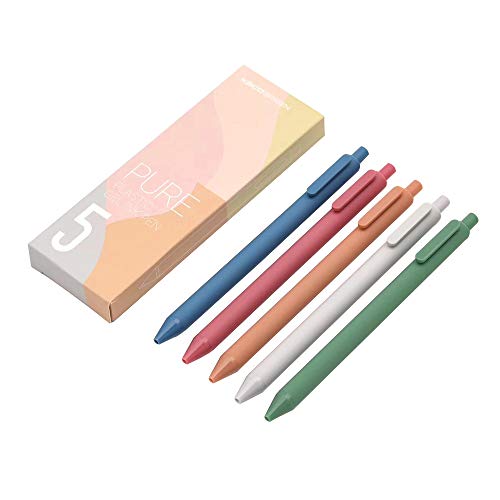 Kaco Pure Retractable Gel Ink Pens Morandi Colored Ink 0.5mm Extra Fine Point 5-Pack