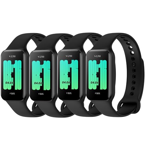 Yisica Correa Compatible con Xiaomi Smart Band 8 Active/Redmi Smart Band 2 Mujer Hombr, Pulsera de Repuesto de Silicona Suave para Xiaomi Smart Band 8 Active (Negro*4)