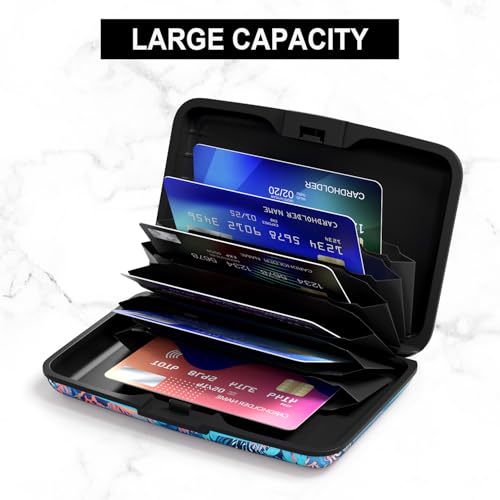 Image of Credit Card Holder, Mini Aluminum Card Wallet RFID Blocking Slim Metal Hard Card Case for Women Men, Whales