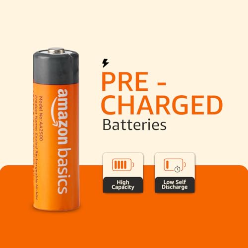 Image of Amazon Basics AA Rechargeable Batteries | 2500 mAh with 1.2 V Power| Ni-MH Batteries | Ultra High Power | for Mid to High Drain Devices (Pack of 4)