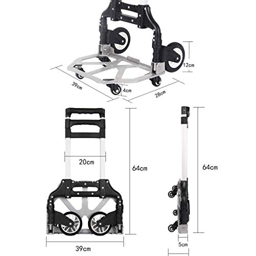 Carretilla plegable portátil con ruedas sólidas 75 kg miniatura 4