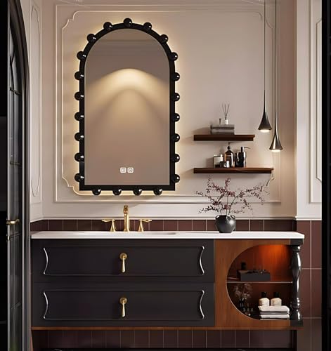 TIZAZO Floating Vanity Bathroom, Open Side Cabinet, Intelligent Defogging Function,