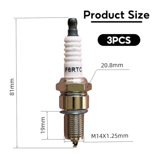 3 Stück F6rtc Zündkerze Rasenmäher,Spark Plug Zündkerzen Kleine Motoren Traktor Ersetzen Zündmodul,Longlife Autoteile Auto Parts Ersatzteilen,für NGK BPR6ES(7822/6634/995) WR6DC RN9YC MTD 951-10292